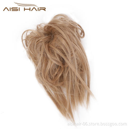 Aisi Hair Synthetic Donut Blonde Chignon Curly Bun Pad Chignon Elastic Band Ribbon Ponytail Rope Rubber Hair Extension For Women